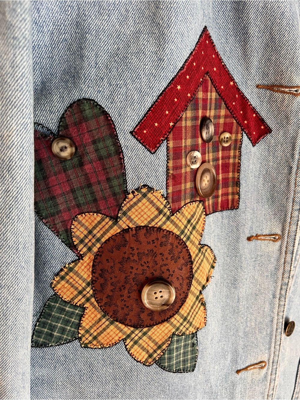 Sun Belt Denim Jacket with Corduroy Collar and Patchwork Details - Picture 7 of 8